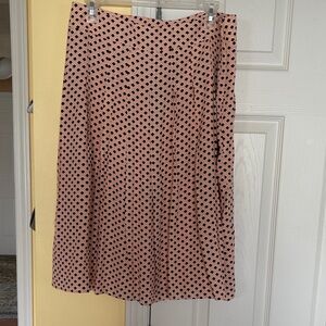 Talbots Blush Pink Midi Skirt with Black Diamond Motif